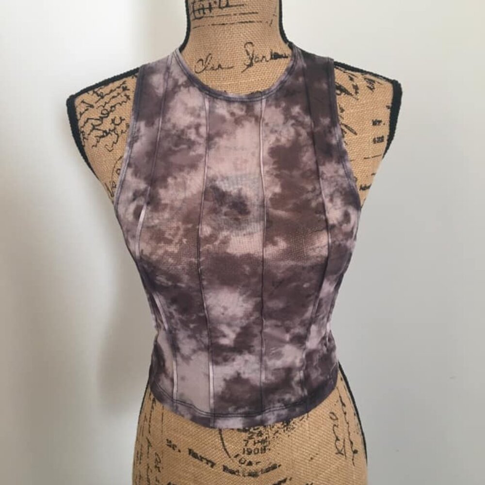 Motel Brown Sheer Mesh Tank Top
